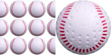 Baden White Dimpled Baseballs: 12-pack for pitching machines.
