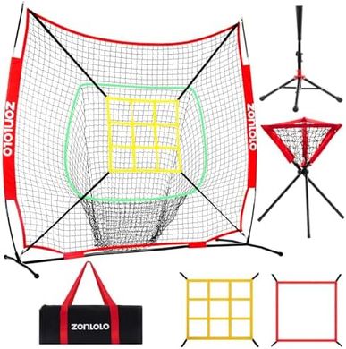 Portable 6x6ft Baseball/Softball Hitting & Pitching Net with Tee & Caddy
