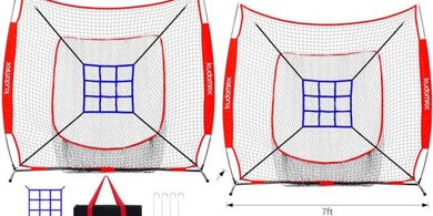 7x7ft Baseball/Softball Practice Net with Sturdy Frame & Strike Zone
