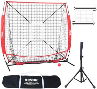 VEVOR Portable Baseball/Softball Training Net with Tee & Carry Bag
