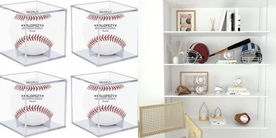 Baseball Display Case: 4 UV-Protected Acrylic Cubes for Official Size Balls
