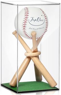 Secure Acrylic Baseball Display Case with Wood Stand & UV Protection
