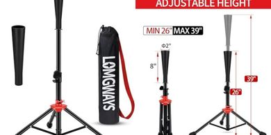 Adjustable Baseball Batting Tee: Portable, 26-39" Height, Bag Included