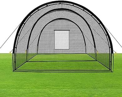 Portable Backyard Baseball & Softball Batting Cage with Pitching Machine Hole
